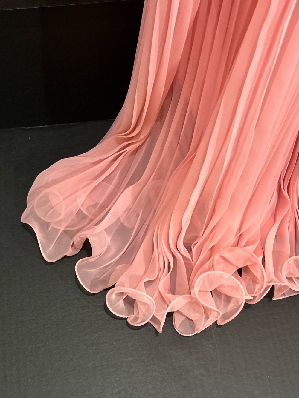 Miss Elliette Blush Pink Pleated V-Neck Long Sleeve Evening Dress - Picture 4 of 8